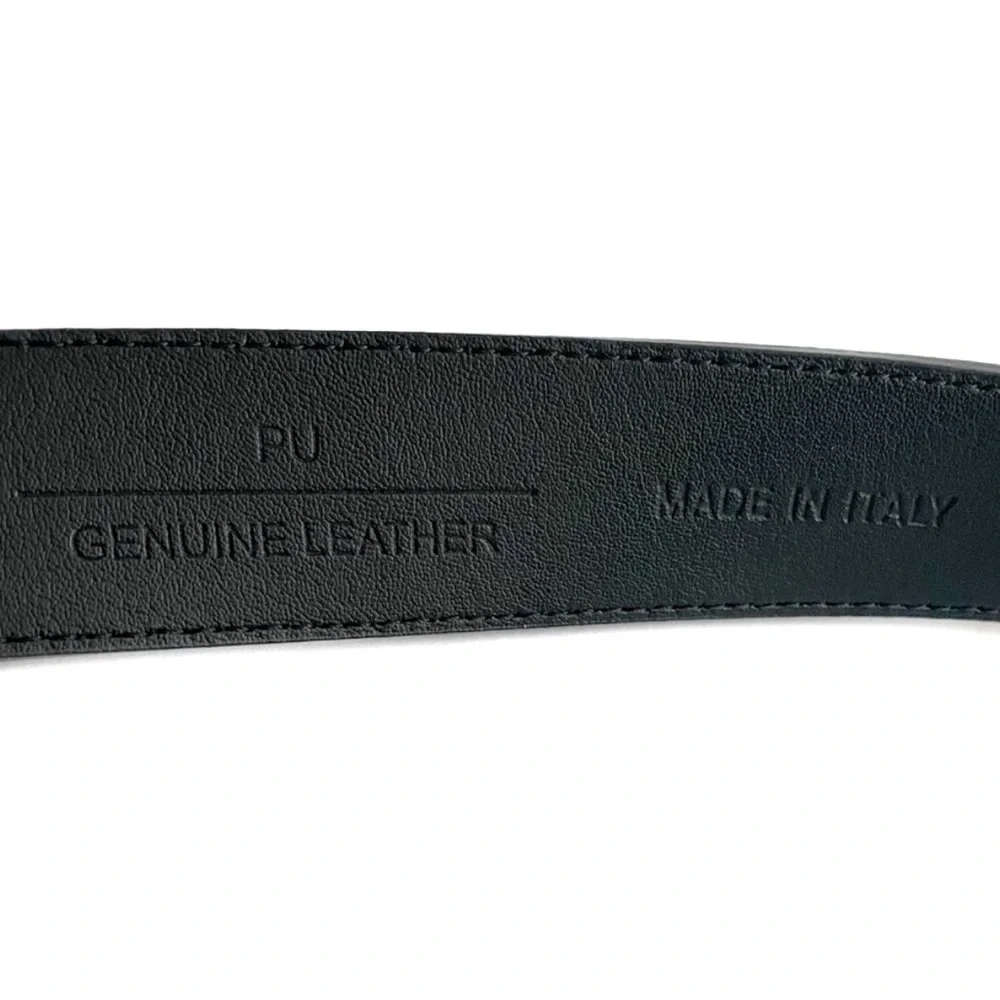 VERSACE JEANS COUTURE Black Gold Buckle Signature Print Leather Belt NWT